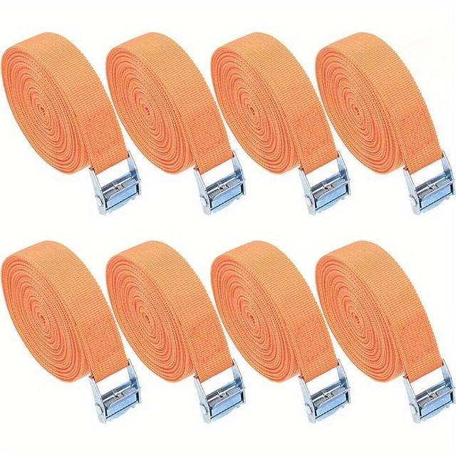 TEMU 8 st 33,4" x 1" Tåliga Justerbara Kamspännen, Lämpliga för Motorcyklar, Lastbilar, Släpvagnar, Bagage, Orange