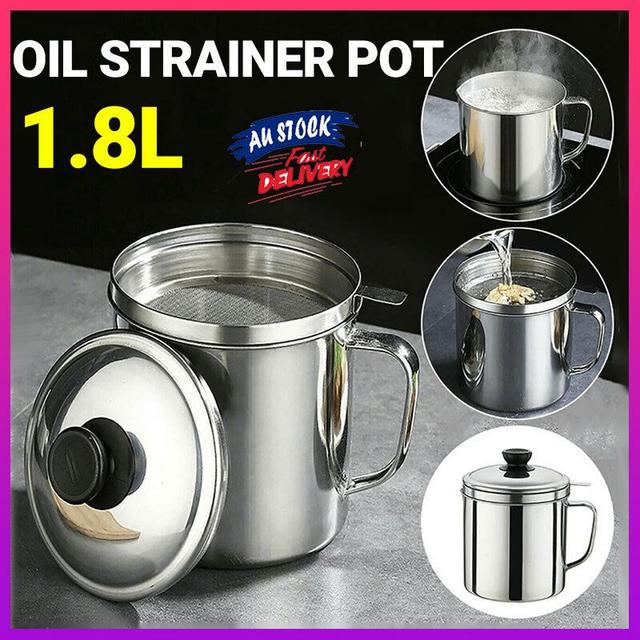 TEMU 1.8l/60 Oz Stainless Steel 1pc Home Kitchen Container With Strainer For Easy Holding And Storage Of Cooking