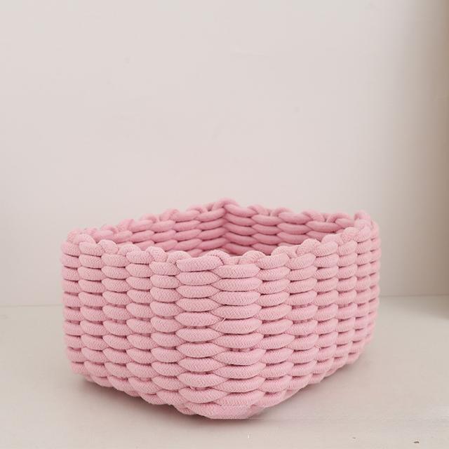 TEMU Large Handmade Basket For Desktop Weaving, Perfect For Organizing Cosmetics, Remote Controls, Snacks, And Other Items, Shelf Baskets