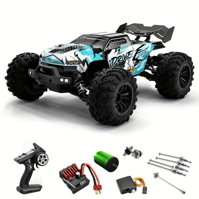 TEMU 1:16 Scale 70km/h Ultra Rc Truck With Brushless Motor, 4wd Drive, 2, 4ghz Wireless, Yellow & Orange - Ideal Gift For Teens & Adults, Remote Control Car, Adventure Playtime, , Durable Plastic Body