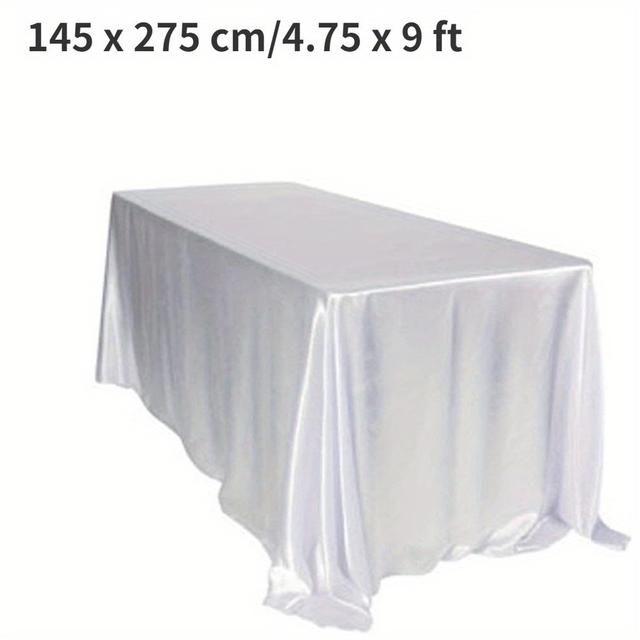 TEMU Rektangulärt Bordsöverdrag i Satin i Vitt, Lämpligt för Bröllop, Jul, Babyshowers, Födelsedagsfiranden och Bankettdekorationer för Matbord i Hemmet
