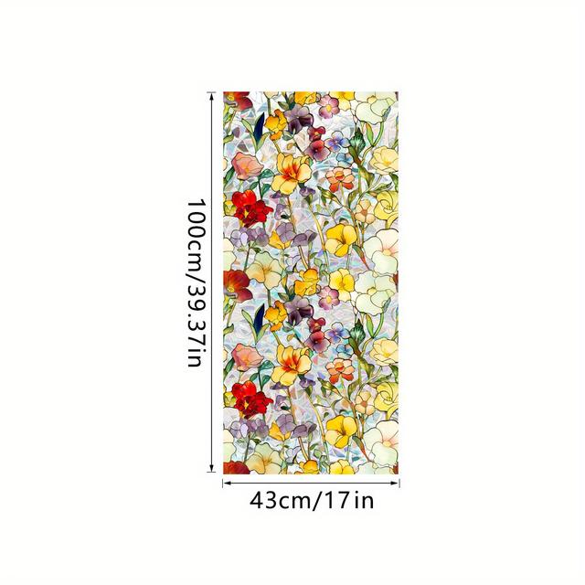 TEMU Removable Floral Pattern Static Cling Window Sticker - Double-sided Rainbow Sunshine Film, Pvc Material, Glass Window Decor, Window Stickers