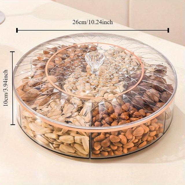 TEMU Un para con dorado y diseño de diamantes, con compartimentos y , diseñado con un hermoso asa, de plástico, ideal para guardar y snacks, con un diámetro de 26 centímetros