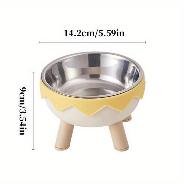 TEMU Elevated Stainless Steel Cat Bowl With Removable Dish & Non-slip Mat - To Reduce Neck , Spill-proof Pet Food & Water Dishes, Easy-clean Durable Feeding Station For Cats, , Material