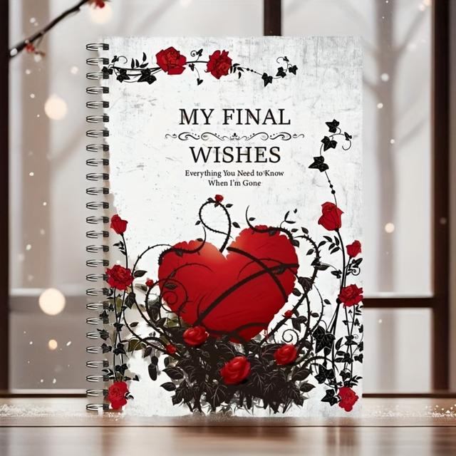 TEMU 1pc Life Cycle Planner - End-of-life Wishes Guide With Floral , Will Organization Log, End-of-life Documents, Handbook, Care, Simple Elegant Cover For & Memorial Gift – For Everyone, End-of