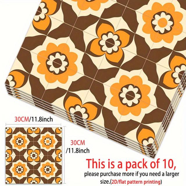TEMU 10pcs, Exquisite Art Pattern Pvc Floor Stickers, Self-adhesive Wall And Floor Decals For Home Decor In Living Room, Bedroom, Kitchen - Create Stylish Floors And Walls. Pvc Flooring