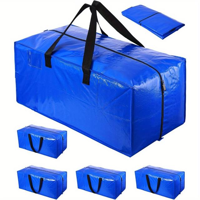 TEMU Durable Large Storage Bag, Zipper Storage Bag, 100l Durable Waterproof Moving Bag Blue, Suitable For Moving, Travel, Camping, Garden Equipment, Under-bed Storage