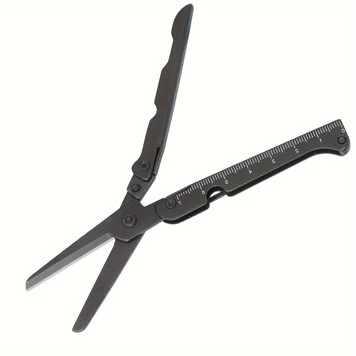 TEMU 1x Portable Stainless Steel Multitool Scissors With Folding Design - Ideal For Camping, Hunting & Fishing, White | Durable, Compact & Versatile With Measurement , Camping Accessories