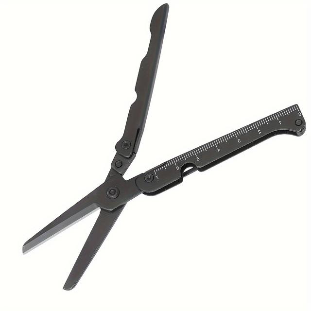 TEMU 1x Portable Stainless Steel Multitool Scissors With Folding Design - Ideal For Camping, Hunting & Fishing, White | Durable, Compact & Versatile With Measurement , Camping Accessories