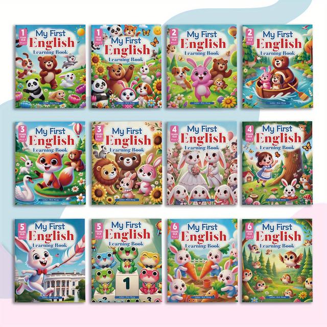 TEMU Englisch für Kinder: 12-Bücher Tierabenteuer-Geschichten-Serie