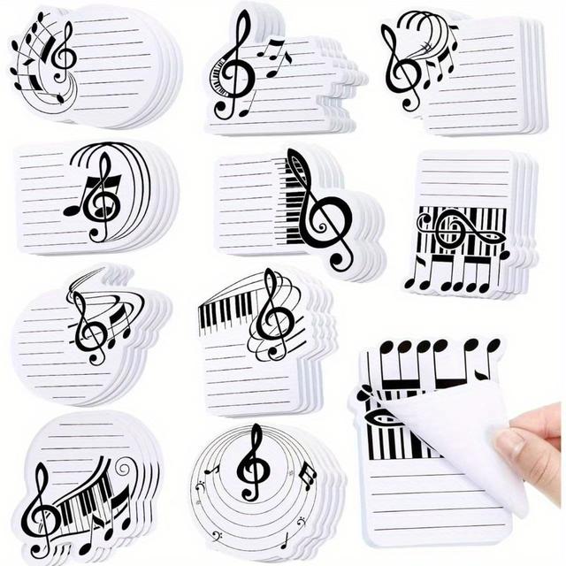 TEMU 10pcs/set Music Shapes Music Note Sticky Notes Student Stationery /book Smooth Writing Writing Memo Pad Self-adhesive Stationery Message Paper Notebooks