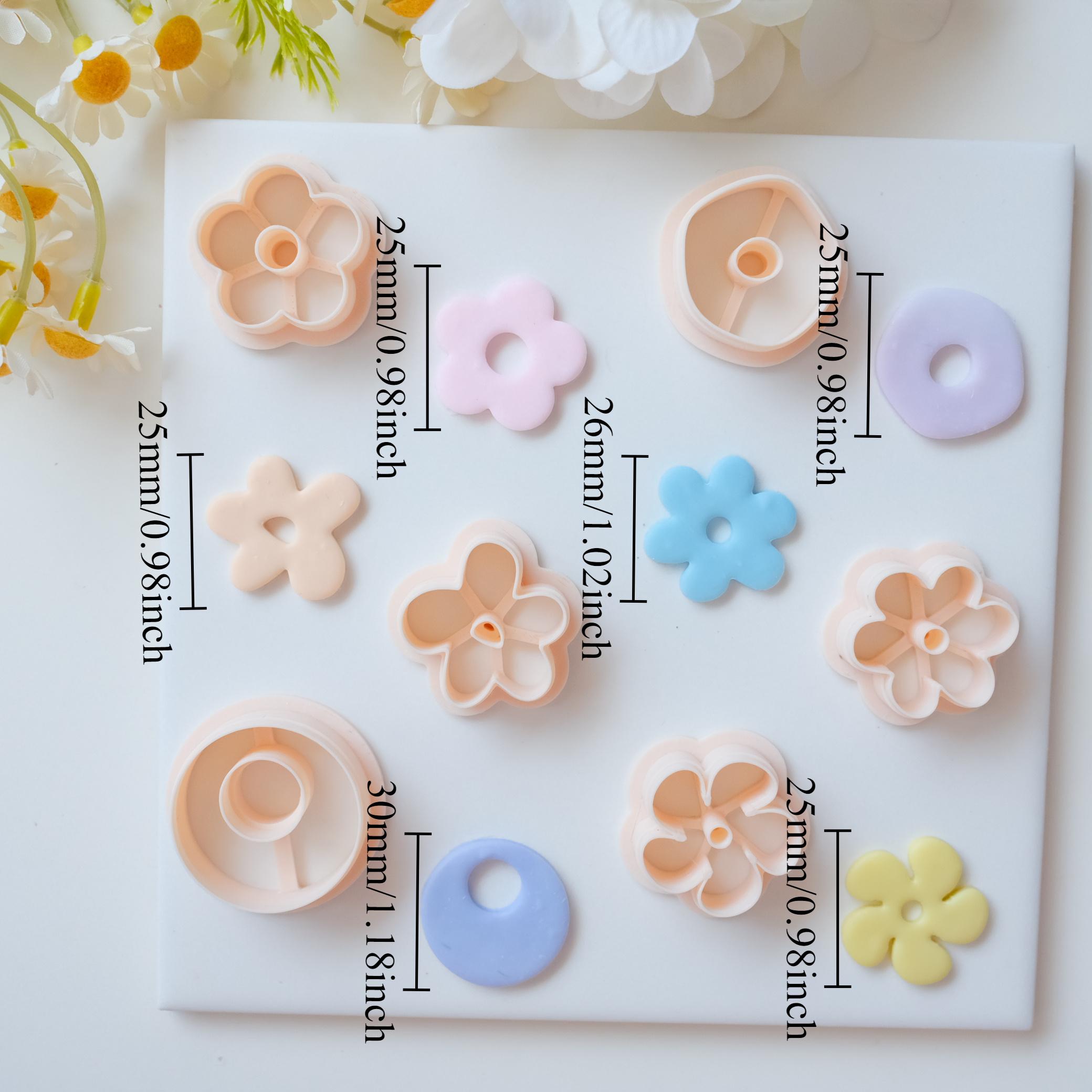 TEMU Varios Cortadores de Arcilla para Flores en Forma de Donut, Moldes Florales con Cinco y para Hacer Joyería Artesanal, Moldes Huecos para Colgantes y Collares, 6 Estilos Diferentes