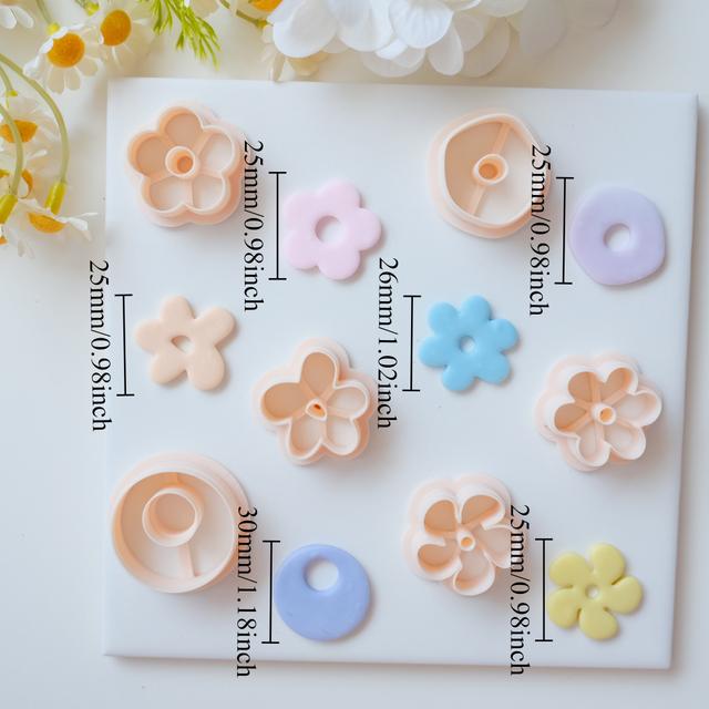 TEMU Varios Cortadores de Arcilla para Flores en Forma de Donut, Moldes Florales con Cinco y para Hacer Joyería Artesanal, Moldes Huecos para Colgantes y Collares, 6 Estilos Diferentes