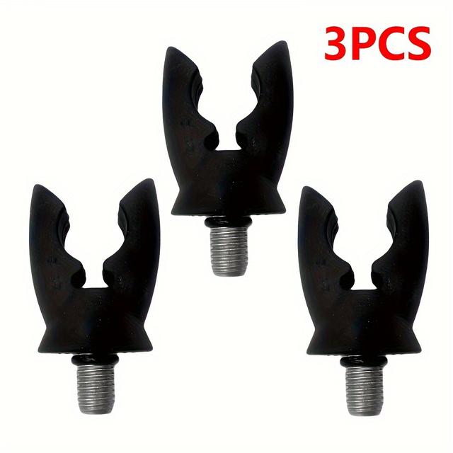 TEMU 3pcs Black Rubber Fishing Rod Support Heads - Portable Alarm Pole Holders With , Ideal For Carp Fishing, Durable & Lightweight Design, Fishing Rod Holder, Sturdy Construction