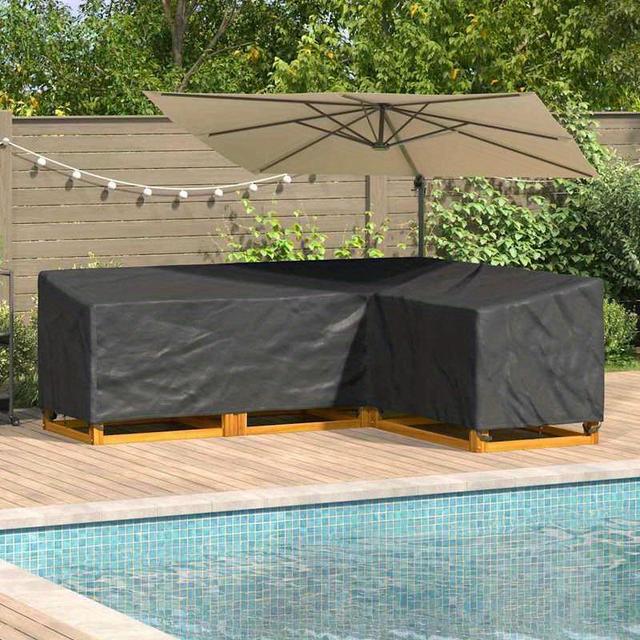 TEMU Outdoor-Möbelabdeckung schwarz 250 x 180 cm 420D Oxford-Stoff, Terrassenmöbelschutz in Zoll