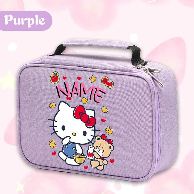 TEMU Estuche para lápices personalizable de Sanrio Hello Kitty con diseño de cesta, que cuenta con una estructura espaciosa multicapa y desmontable, ideal para uso en o , y fácil de transportar