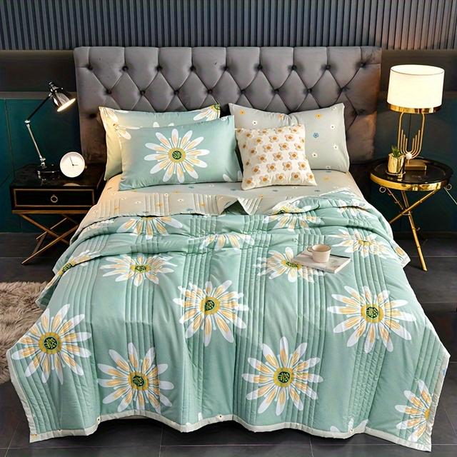 TEMU プリントされたキャラクターとの快適なエアコン対応多機能冷却薄型寝具、四季に適したライトベージュ色で通気性があり耐久性が高く、シングル/ダブルベッドに最適