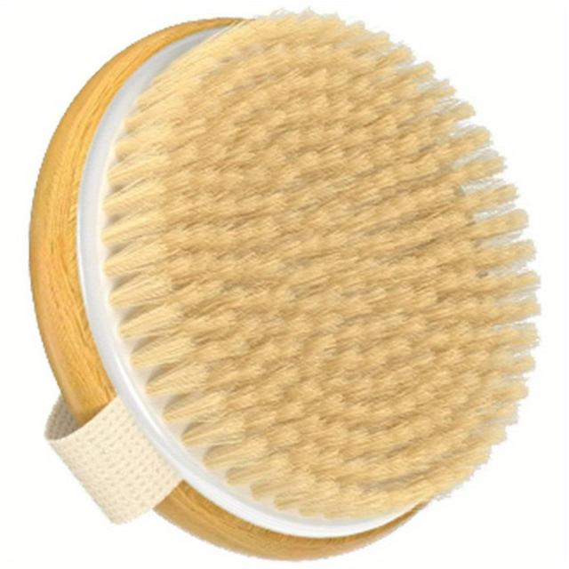 TEMU 1pc Brush - Dual-sided Shower Scrubber With Soft & Stiff Bristles, Ideal For And Lymphatic Exfoliation, Suitable For Types, Spa-quality Skin Care, Fiber Material, Shower Brush For Bod