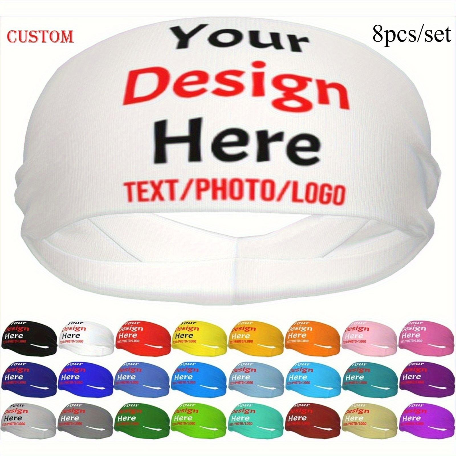 TEMU 8pcs/set Custom Men's And Women's Sports Headbands- Personalized Text/name/photo- Breathable Sports Headbands Suitable For Gym, Running, Tennis- Sports Wristbands