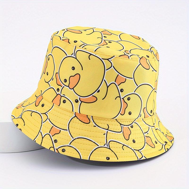 TEMU Women's And Men's Outdoor Travel Cartoon Little Yellow Duck All- Fisherman Hat, Fisherman Hat Essential Item, Easy To Carry, Foldable Bucket Hat