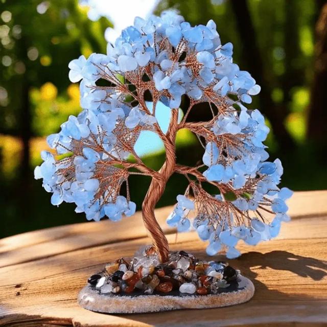 TEMU Natural Aquamarine Crystal Tree, Used For Daily Home, Study, Office, Desk Decoration, Christmas, Halloween, Valentine's Day Gifts For