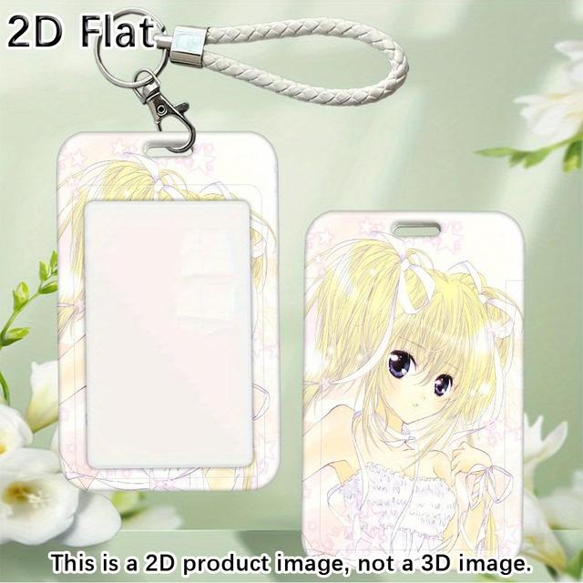 TEMU 1개 Keepdo 슈고-차라 카드 홀더 키체인 - 귀여운 애니메이션 소녀 디자인과 표현력 있는 눈, 파스텔 컬러 (핑크, 화이트, 골든, 블랙) - 일본 만화 캐릭터, ID, 학생증, 버스, 사무실 카드 호환 - 스크래치 방지 보호 커버 & 평면 2D 홀더, 슈고-차라 팬을 위한 제품