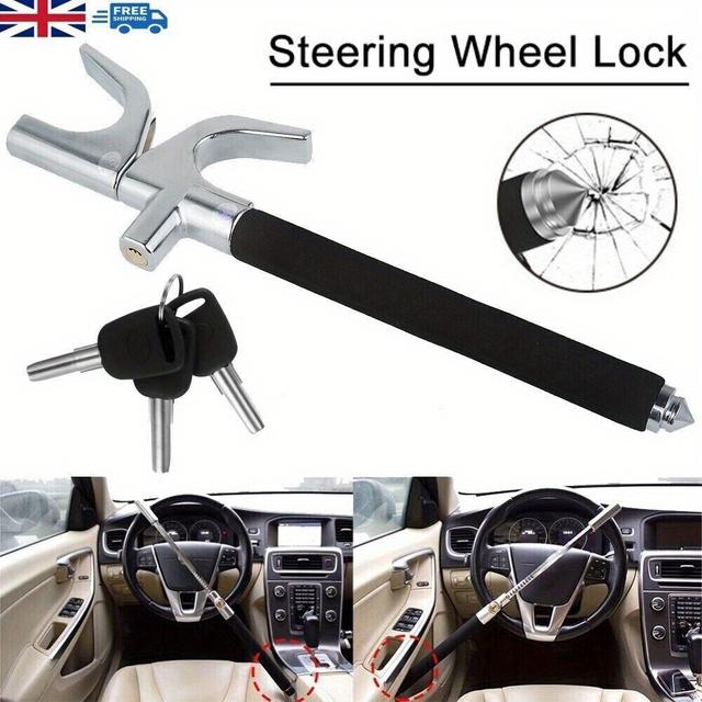 TEMU Universal Anti Theft Steering Wheel Lock Heavy Duty Security Car Van 3 Keys