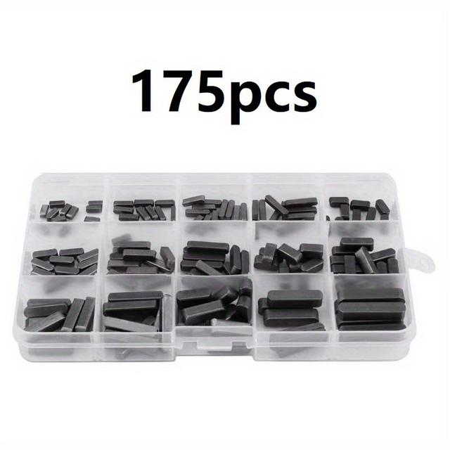 TEMU 175pcs Stainless Steel 3mm 4mm 5mm 6mm Round Ended Feather Key With 15 Size, Professional Parallel Drive Shaft Keys Set Key Stock Assortment For Fasteners Mechanical
