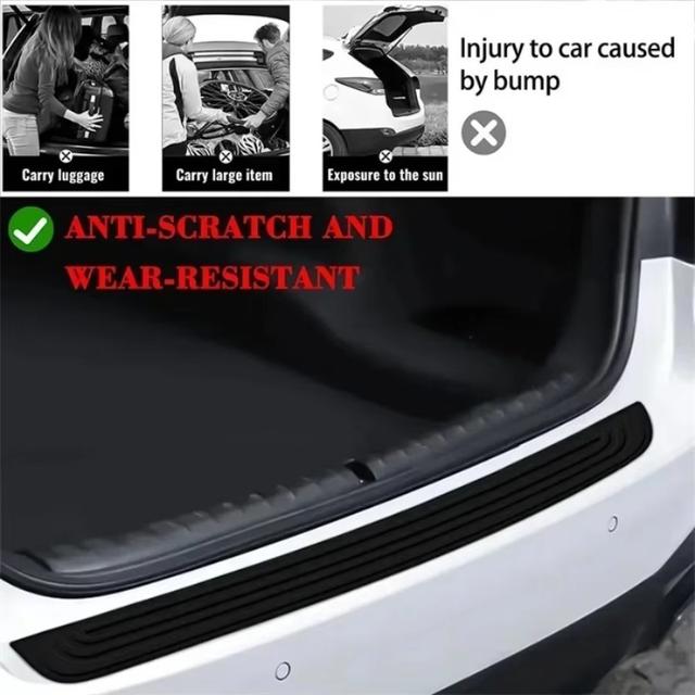 TEMU Heavy-duty Rubber Car Threshold Protector - Black Anti-scratch & Door Sill Guard, Vehicle Bumper Cover With (no Drilling) For Trunk, Front/rear Bumper, Suvs, Trucks, Sedans