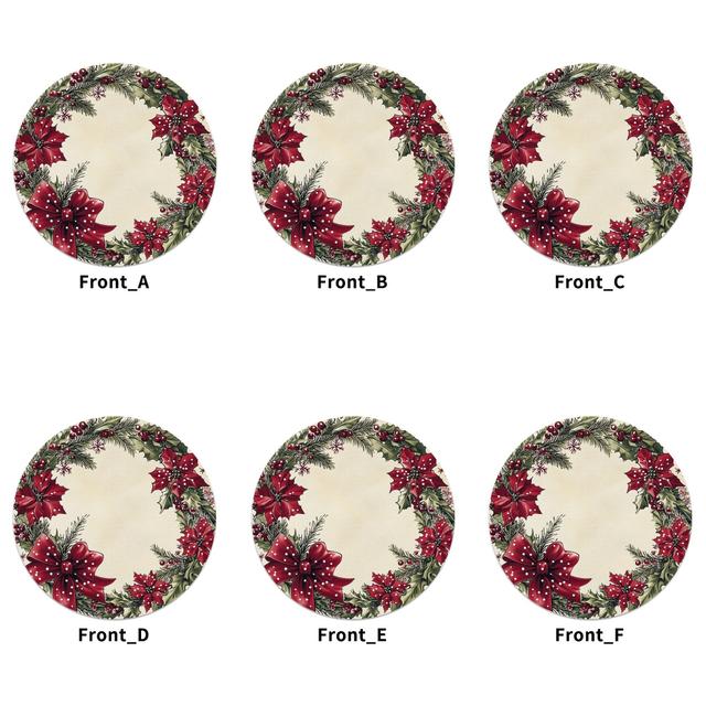 TEMU Set Of Six, Round 15-inch Winter Christmas Placemats Featuring A , Ideal For Festive Dining And Home Decor During The