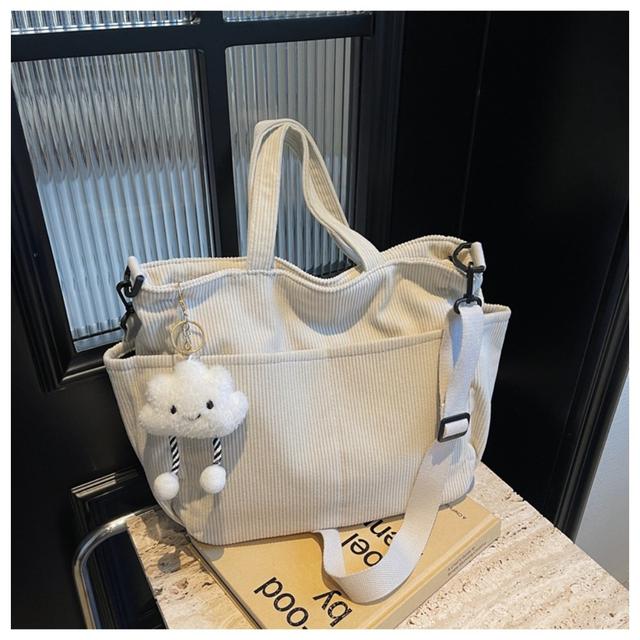 TEMU Große Cord-Schultertasche für Frauen, Verstellbarer Riemen, Reißverschluss, Maschinenwaschbar - Ideal für den täglichen Weg zur Arbeit und zur Schule