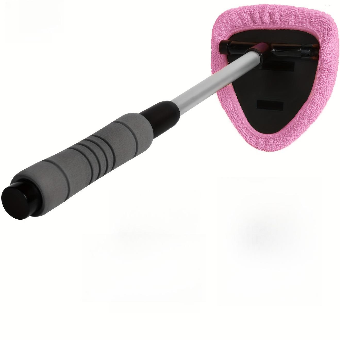 TEMU Windshield Cleaner - Microfiber Car Window Cleaning Tool With Extendable Handle Cloth Pad Head Auto Glass Wiper Car Glass Cleaner Kit
