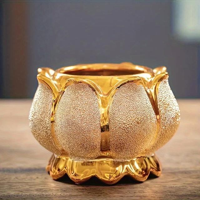 TEMU トなゴールデンセ製ロータス香炉 - 精巧な花のデザイン、瞑想・ヨガ・レーションに適しています - 耐久性のあるセ素材 - 香炉なし - リビン、オフィス、神聖スペースのスピリチュアルデコレーション - ヨガやへの理想的なギフト