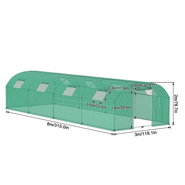 TEMU Gewächshaus für den Garten, Tomatenhaus mit Fenstern, UV-beständig, mit verzinktem Stahlrahmen und Moskitonetz, Grün