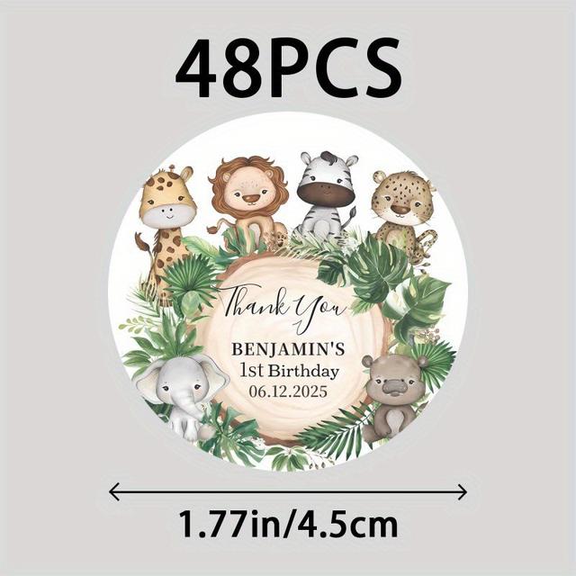 TEMU Customized 48/96 Name Stickers, Birthday Party Thank You Stickers, Personalized Holiday Thank You Stickers, Gift Wrapping Sticker