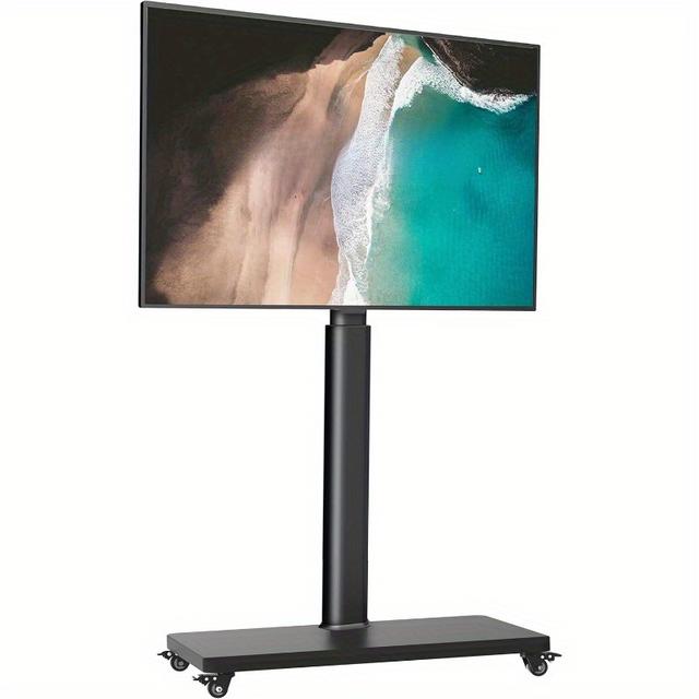 TEMU Mobile Tv Stand Cart, Compatible With 32-65 Inch Tvs, Swivel Rolling Height Adjustable Portable Tv Stand On Wheels, Modern Mobile Cart For Bedroom Home Office