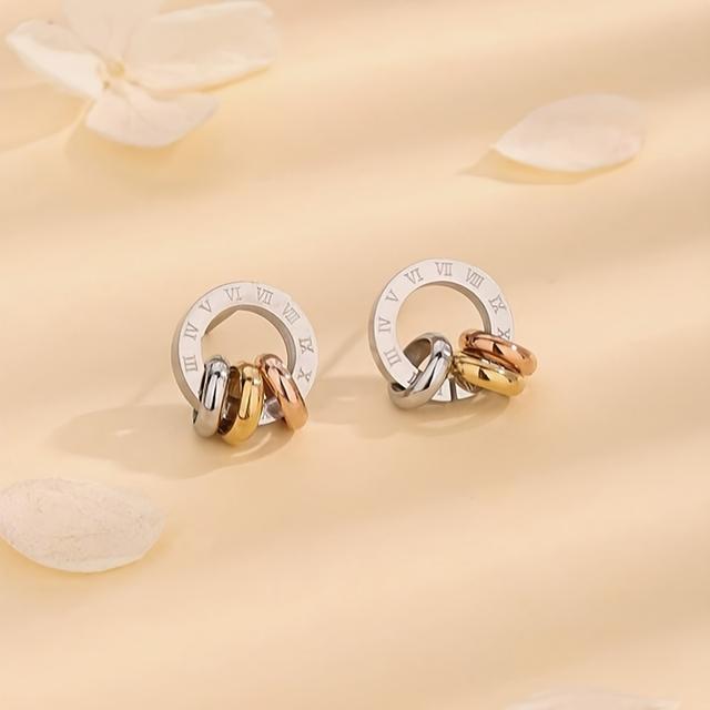 TEMU de Números Coreanos para Mujeres, Diseño Tricolor en Acero Inoxidable Hipoalergénico Estilo INS Único Regalo del Día de San Valentín