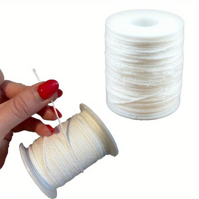 TEMU 61m Roll Of Pure Waxed Wick For Smokeless Candles - Diy Candle Making Supplies, Handicrafts Material & Tools, Natural Fiber For Homemade Candles And Crafts