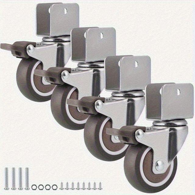 TEMU 2-inch Swivel Casters With Brakes, Silent, Equipped With U-shaped Brackets, Suitable For Replacing Casters In Cabinets, Bookcases, And Computer Desks, With A Total Weight Of 238 , 1 Pack Of 4