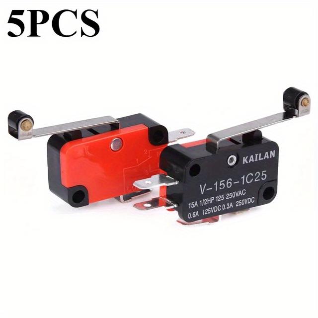 TEMU 5pcs V-156-1c25 Push Button Micro Limit Switch Spdt Momentary Snap Switch, Heavy-duty 15a,-in Terminal With Copper Contacts, For Control,, Gates, Doors (/) - Operation, No