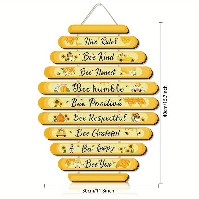 TEMU 11pcs/set Summer Bee Wooden Sign Hanging Sign 11.8x 15.7inch Summer Bee Hanging Wooden Sign Outdoor Cottage House Outdoor And Indoor Decoration