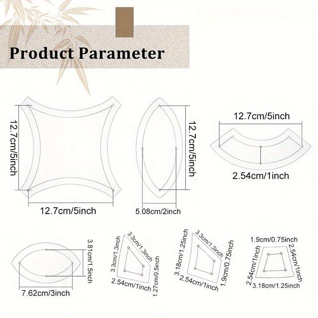 TEMU ชุดแม่แบบอะคริลิคสำหรับควิลท์ 7 ชิ้น - แบบใส, ไม้บรรทัดหนา 2 มม., เหมาะสำหรับงานไม้, งานเย็บปักถักร้อย และงานฝีมือ