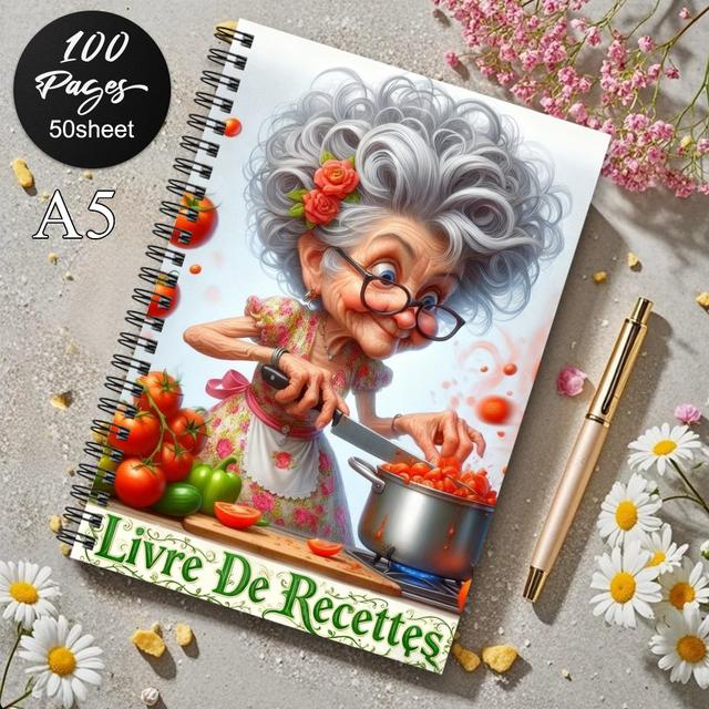 TEMU 1 Humorous Spiral-bound Recipe Notebook Featuring A Vintage , Ideal For Chefs. This Whimsical Cooking Journal Serves As A Handwritten Recipe Book And Makes A Great Gift For Men And