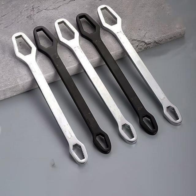 TEMU Self-tightening Adjustable Wrench 5mm Thick Dual Head (3-17mm), Heavy-duty Chrome Vanadium Steel Spanner For Automotive, Plumbing, Bicycle & , Multipurpose Manual Tool