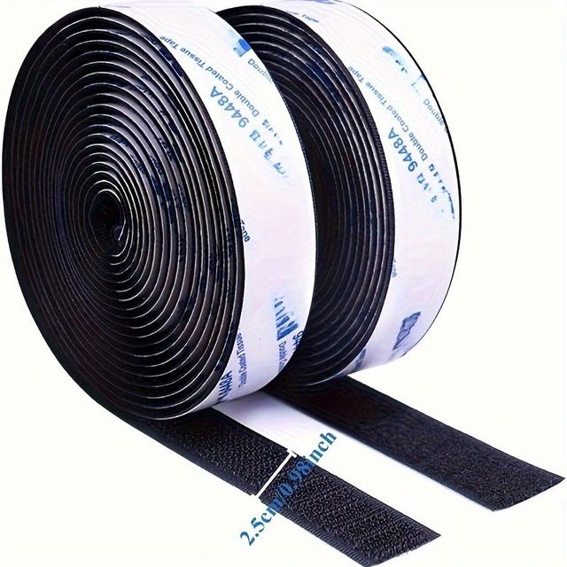 TEMU Super Sticky Self-adhesive Black Heavy Duty Interlocking Nylon Fabric Fastener Straps For Home Office Organization Decorating Diy Projects