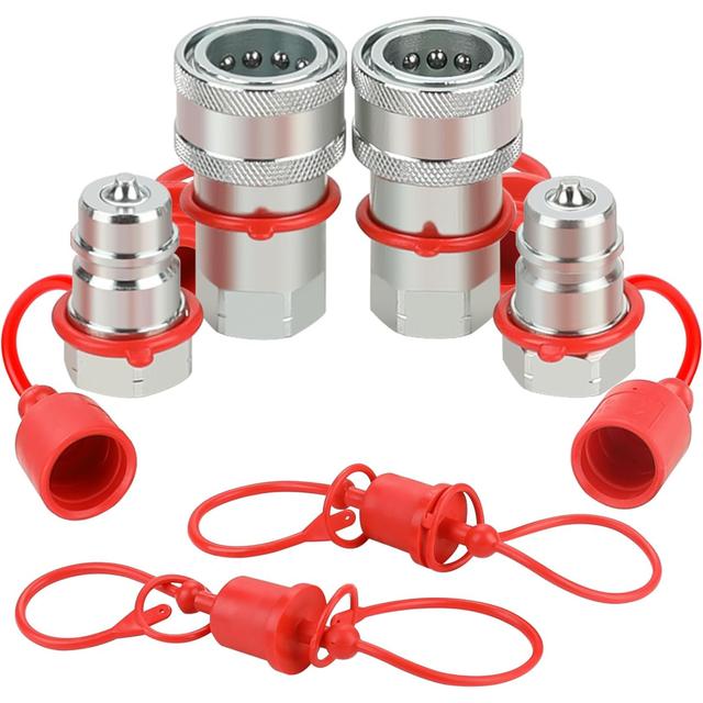 TEMU 2 darabos Pioneer hidraulikus gyorscsatlakozó készlet porvédő kupakkal, 1/2'' Ag ISO 5675 Poppet kialakítással.