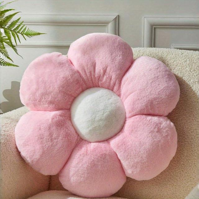 TEMU Charming Pink Floral Plush Pillow - Soft, Decorative Flower-shaped Cushion For Living Room Or Bedroom, Spring & Easter Decor, Ideal Gift For , Accessory | Pillow | Polyester Fiber, Flower Decor