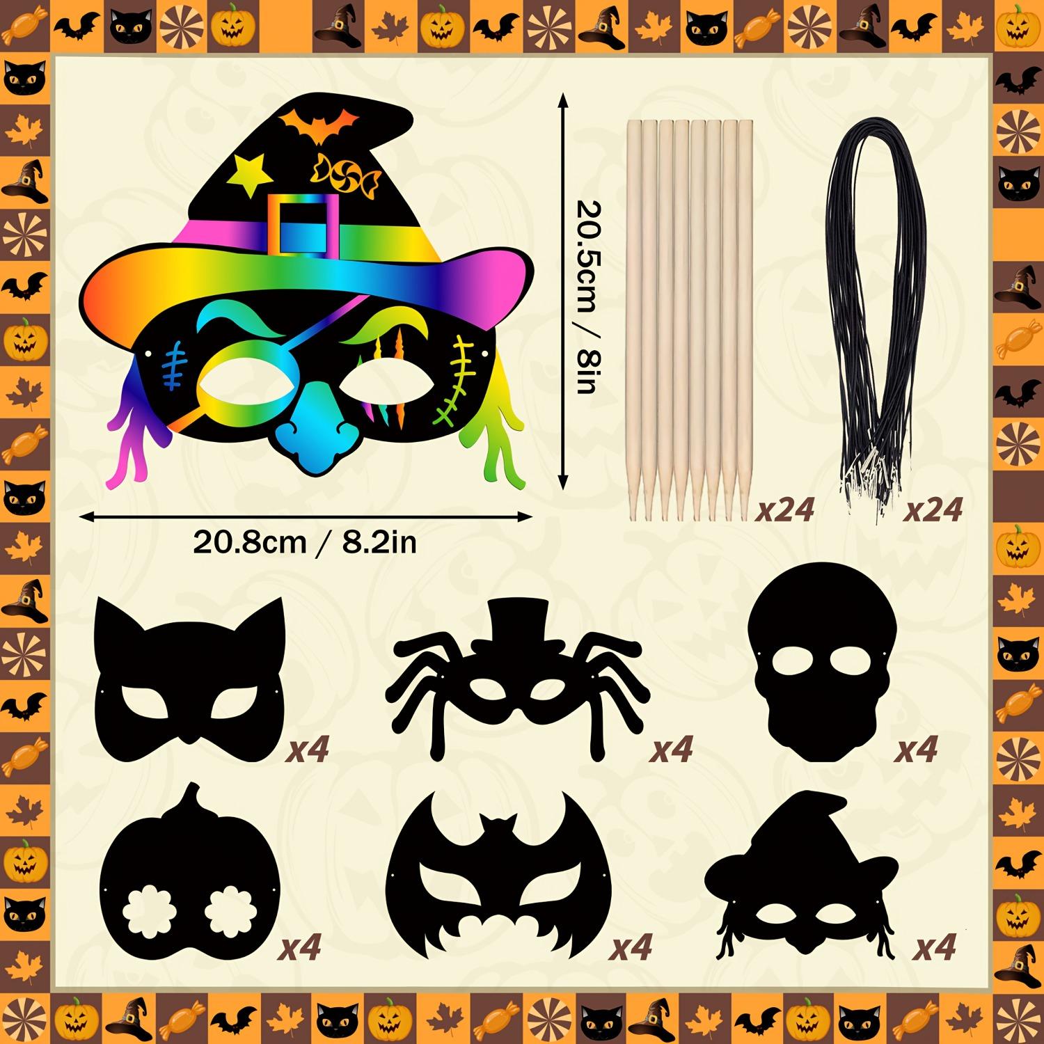 TEMU 72pcs Bulk Pack Set - Diy Magic Sensory Party Favors Kit With 8 Costume Masks (, Bat, Zombie, Pirate, ) Templates & Scratch Paper & S - & Reveal Colors For Halloween Crafts Christmas,new Year