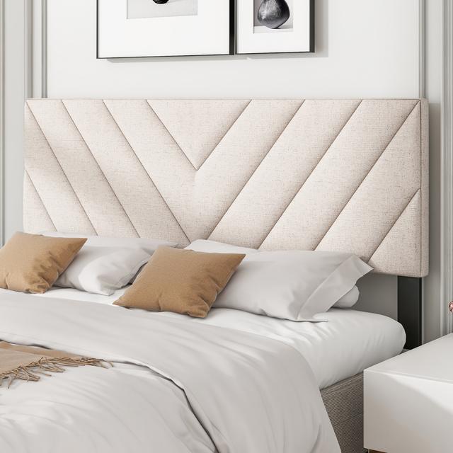 TEMU Lifezeal Linen Fabric Upholstered Headboard Rectangular Headboard W/ Solid Wood Legs