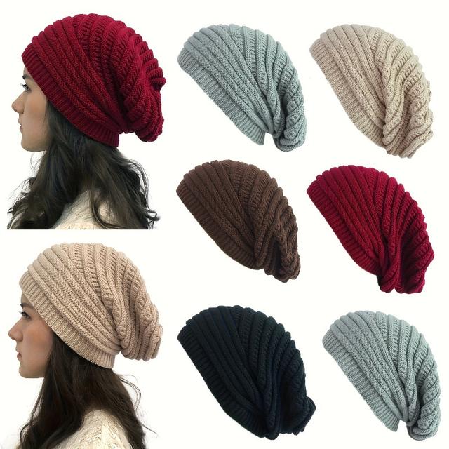 TEMU 5pcsladies' Elastic Winter Hat - Lightweight And Loose, Soft And Warm, Suitable For Skiing, Travel And Cold Weather Use, Comfortable Ear Protection Hat